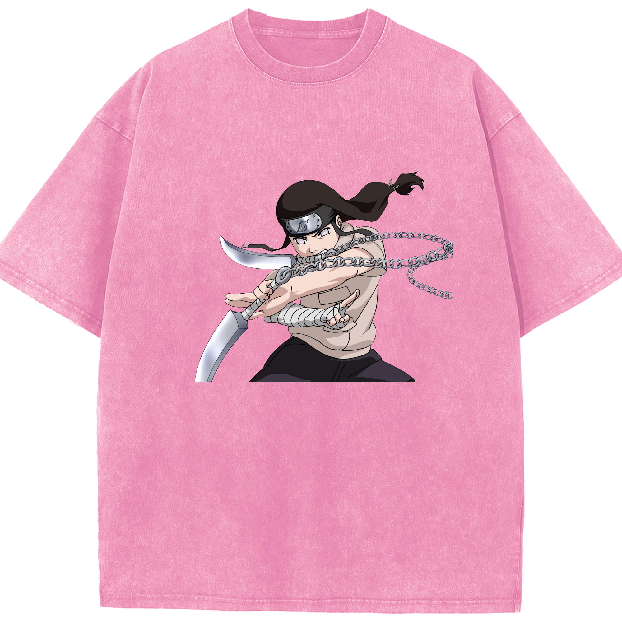 （画像用） NARUTO -ナルト- 日向ネジ Hyūga Neji 綿100% ヴィンテージ風 半袖Tシャツ（フロントプリント）